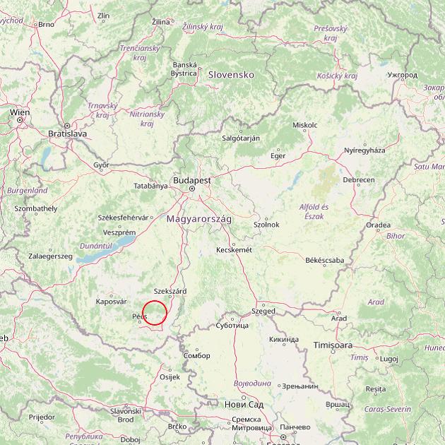 A Pécsvárad település helye Magyarországon térkép