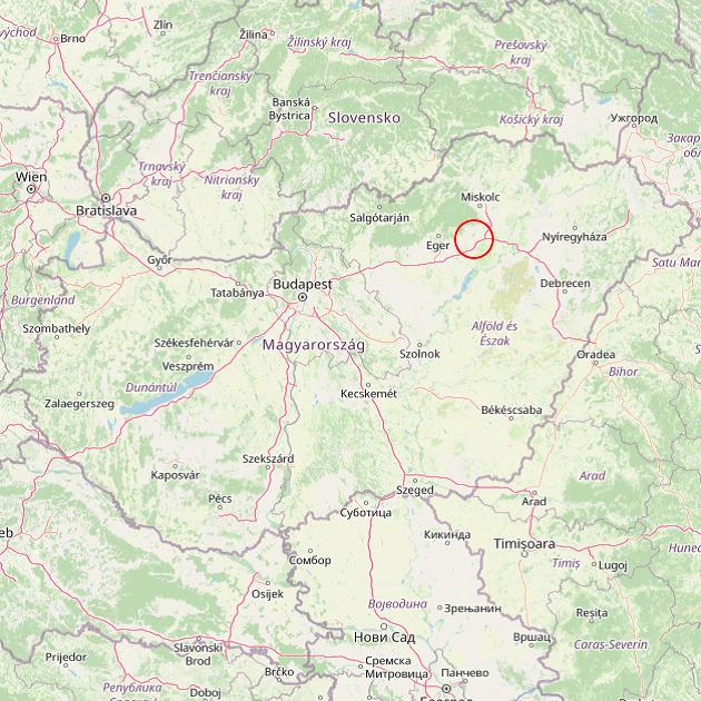 A Mezőnyárád település helye Magyarországon térkép