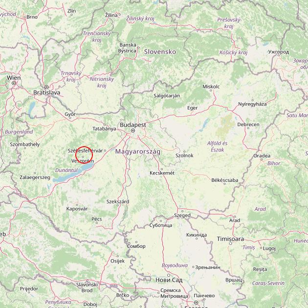A Veszprém település helye Magyarországon térkép