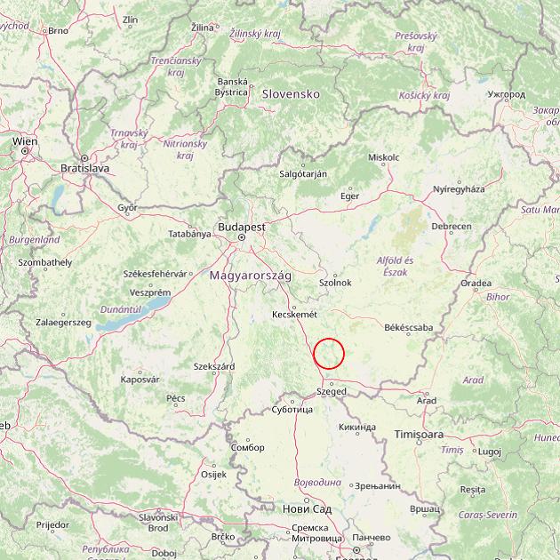 A Ópusztaszer település helye Magyarországon térkép