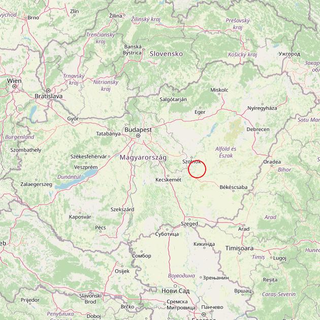 A Tiszaföldvár település helye Magyarországon térkép