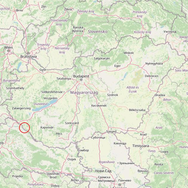A Zákány település helye Magyarországon térkép