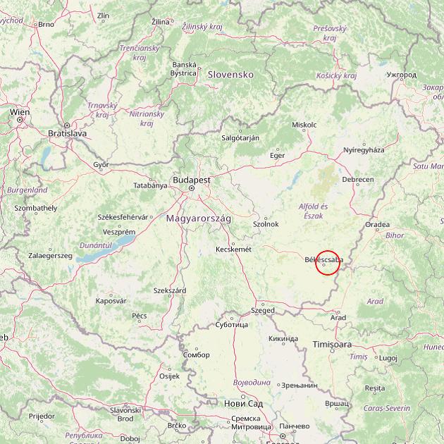 A Békéscsaba település helye Magyarországon térkép