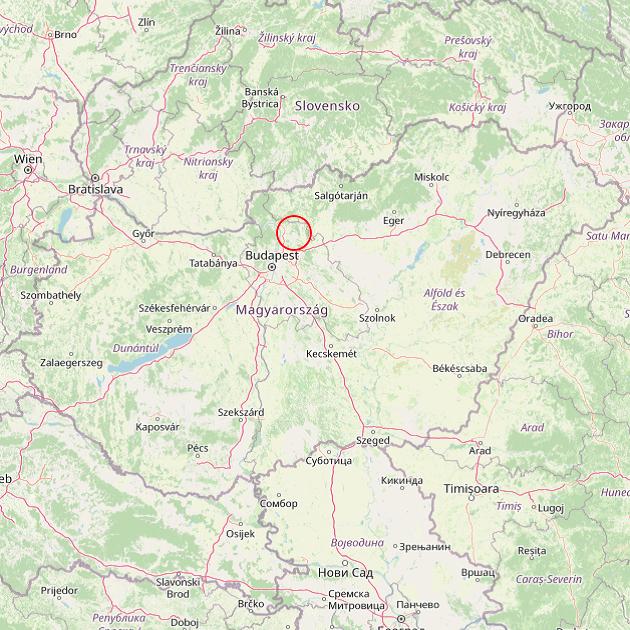 A Vácrátót település helye Magyarországon térkép