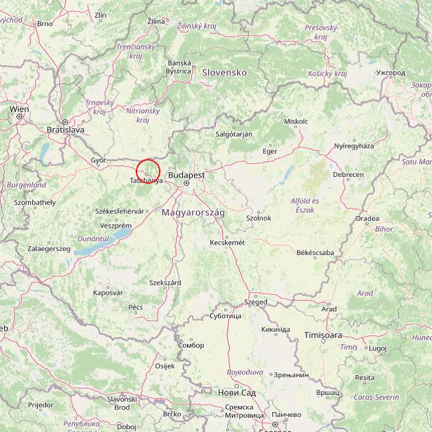 A Tatabánya település helye Magyarországon térkép