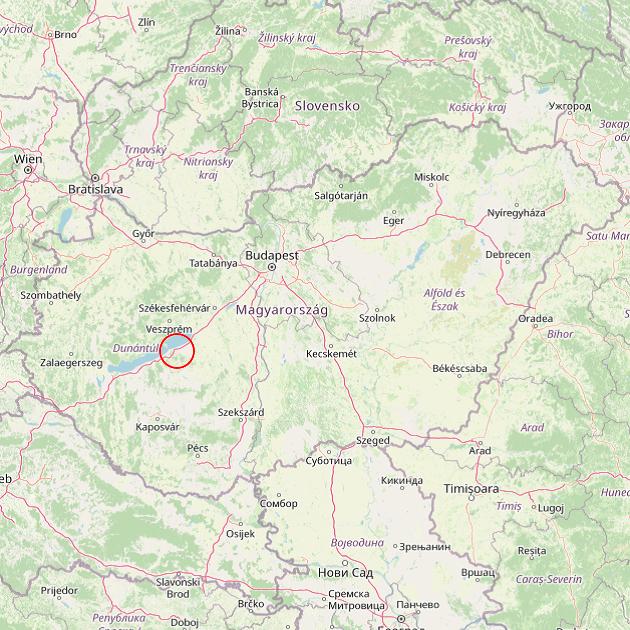 A Balatonendréd település helye Magyarországon térkép