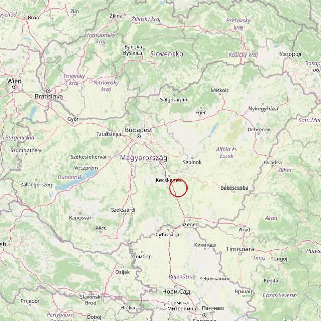 A Kiskunfélegyháza település helye Magyarországon térkép