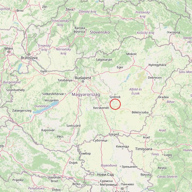 A Tiszainoka település helye Magyarországon térkép