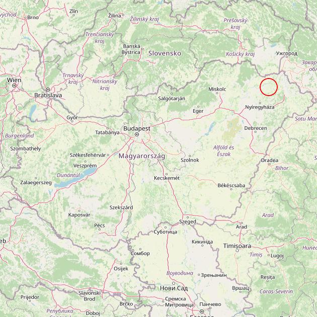 A Beszterec település helye Magyarországon térkép