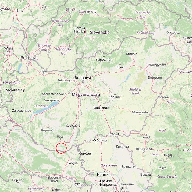 A Harkány település helye Magyarországon térkép