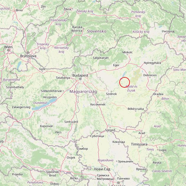 A Kunhegyes település helye Magyarországon térkép