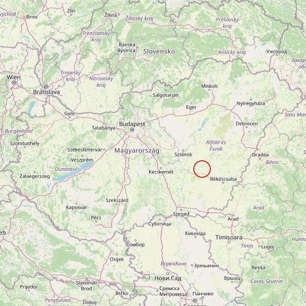 A Szarvas település helye Magyarországon térkép