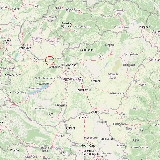 A Mocsa település helye Magyarországon térkép