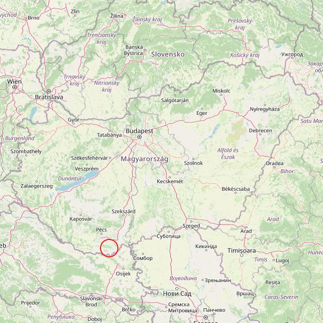 A Kisharsány település helye Magyarországon térkép