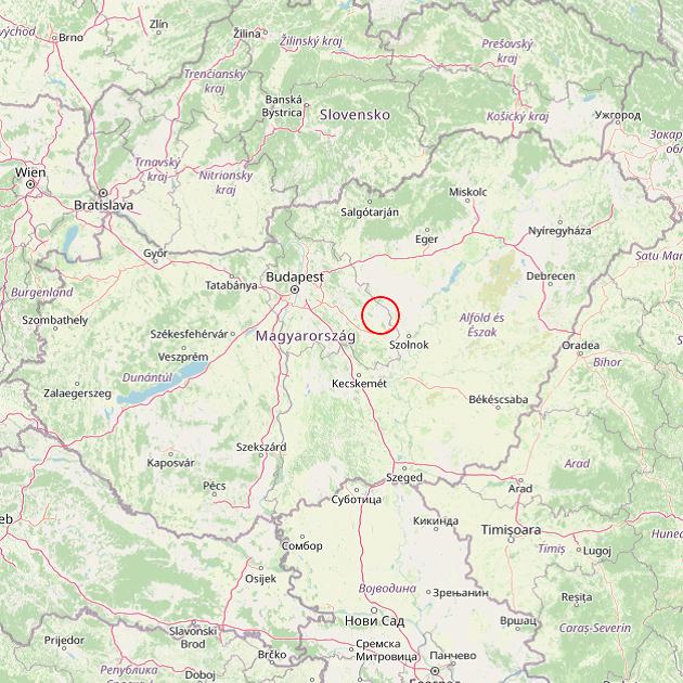 A Tápiószőlős település helye Magyarországon térkép