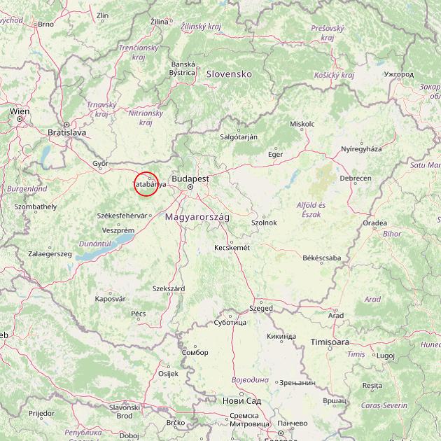 A Oroszlány település helye Magyarországon térkép