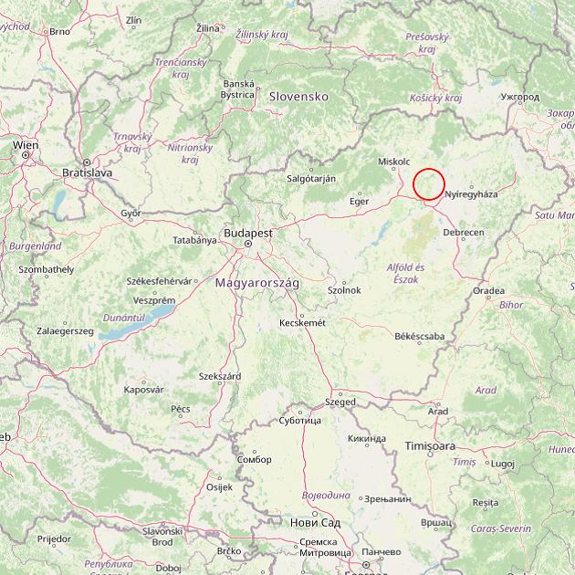 A Tiszagyulaháza település helye Magyarországon térkép