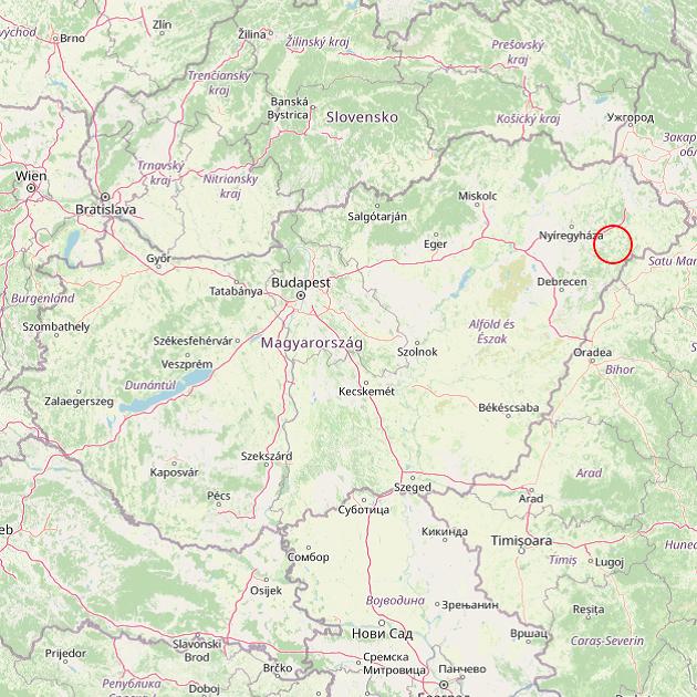 A Nyírbogát település helye Magyarországon térkép