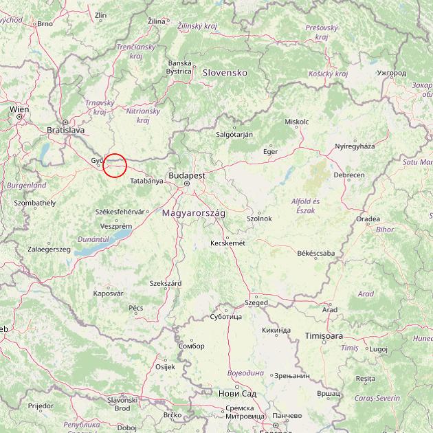A Bőny település helye Magyarországon térkép