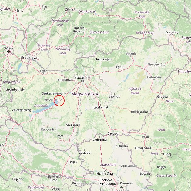 A Balatonvilágos település helye Magyarországon térkép
