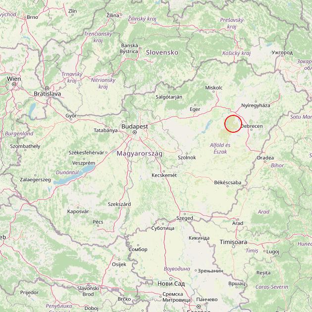 A Hortobágy település helye Magyarországon térkép