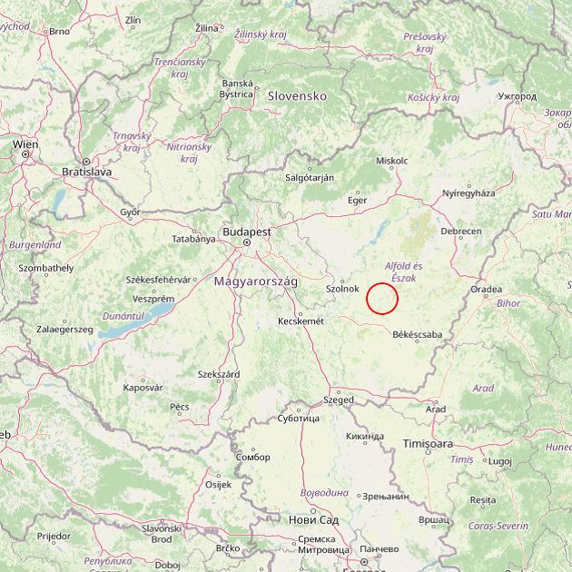 A Mezőtúr település helye Magyarországon térkép