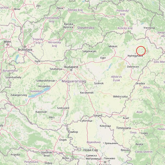 A Sényő település helye Magyarországon térkép
