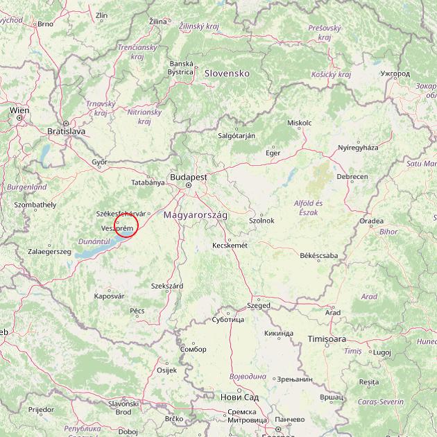 A Balatonalmádi település helye Magyarországon térkép