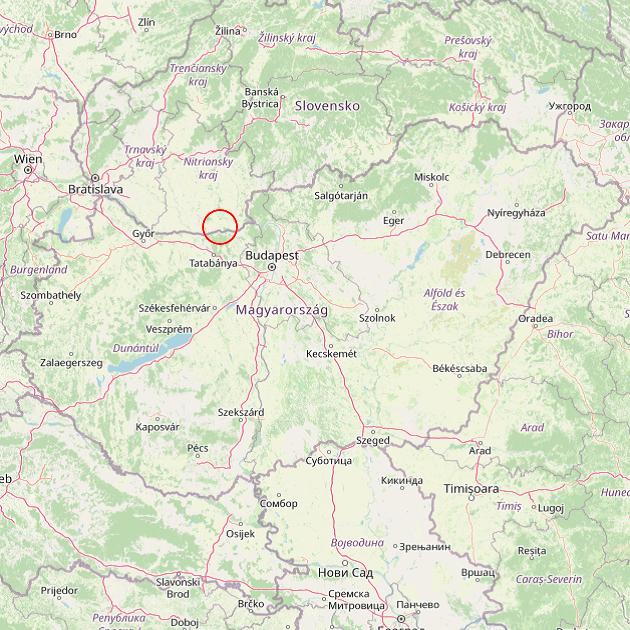 A Süttő település helye Magyarországon térkép