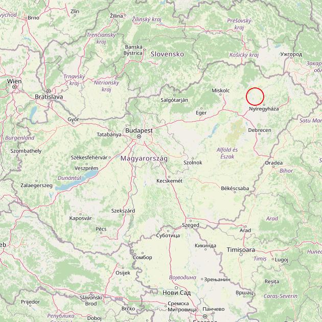 A Tiszaeszlár település helye Magyarországon térkép